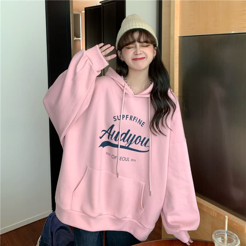 한국 스타일 하라주쿠 bf 털이 있고 두꺼운 풀오버 후드 티 스웨터 여자 학생 소금 부서 루즈핏 맨위 가을 겨울철 재킷 상세 이미지 12