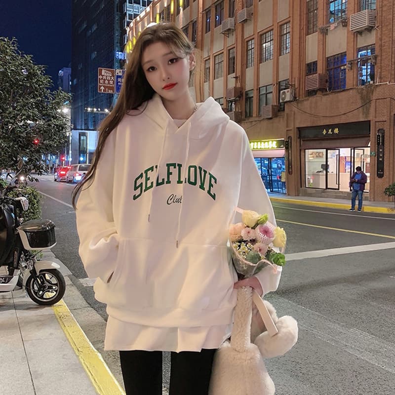 한국 스타일 하라주쿠 bf 털이 있고 두꺼운 풀오버 후드 티 스웨터 여자 학생 소금 부서 루즈핏 맨위 가을 겨울철 재킷 이미지 4