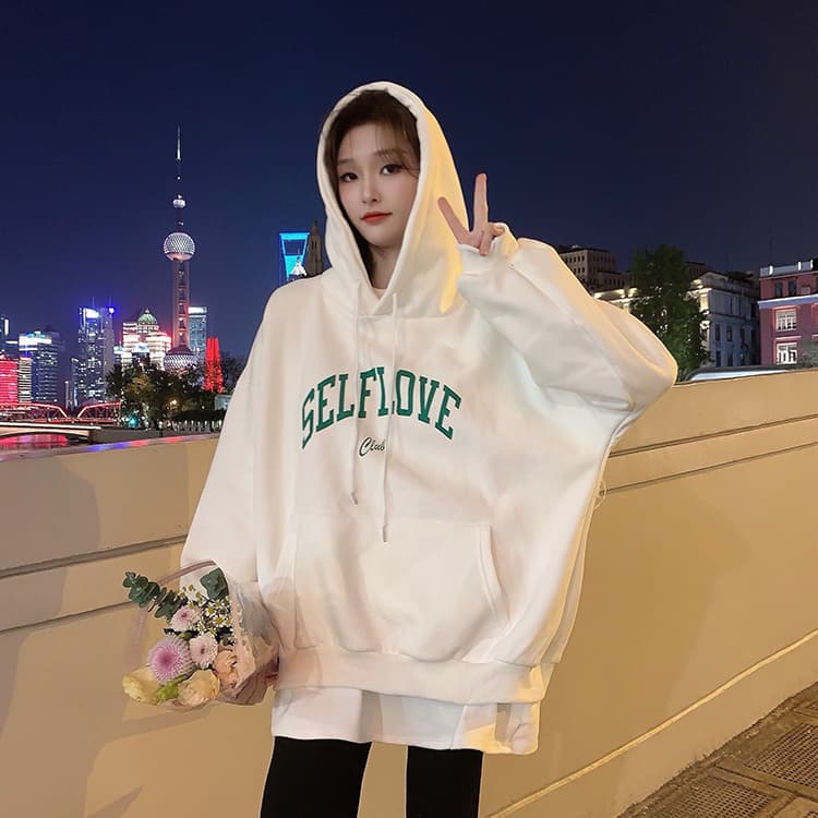 한국 스타일 하라주쿠 bf 털이 있고 두꺼운 풀오버 후드 티 스웨터 여자 학생 소금 부서 루즈핏 맨위 가을 겨울철 재킷 상세 이미지 10
