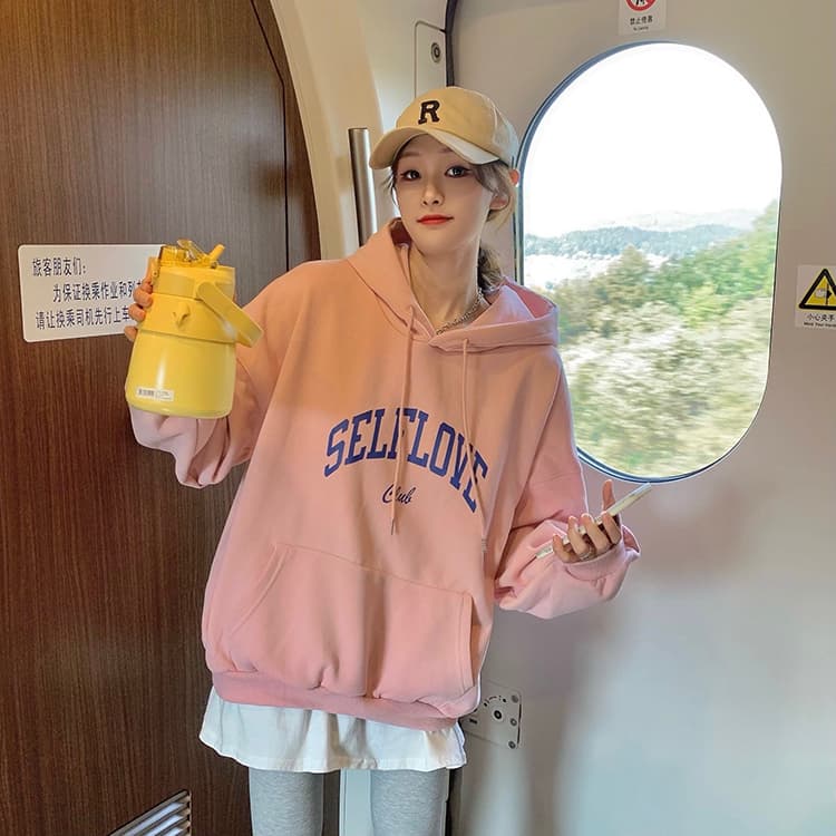 한국 스타일 하라주쿠 bf 털이 있고 두꺼운 풀오버 후드 티 스웨터 여자 학생 소금 부서 루즈핏 맨위 가을 겨울철 재킷 상세 이미지 22