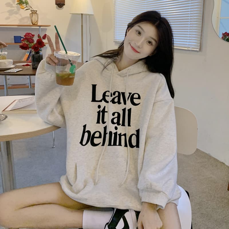 한국 스타일 하라주쿠 bf 털이 있고 두꺼운 풀오버 후드 티 스웨터 여자 학생 소금 부서 루즈핏 맨위 가을 겨울철 재킷 상세 이미지 2