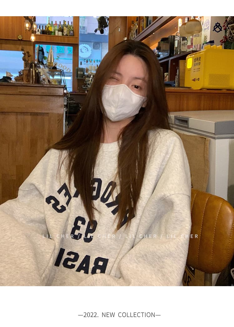 한국 스타일 하라주쿠 bf 털이 있고 두꺼운 풀오버 라운드 넥 후드티 여자 학생 소금 부서 루즈핏 맨위 가을 겨울철 재킷 상세 이미지 9