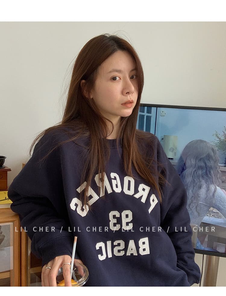 한국 스타일 하라주쿠 bf 털이 있고 두꺼운 풀오버 라운드 넥 후드티 여자 학생 소금 부서 루즈핏 맨위 가을 겨울철 재킷 상세 이미지 12