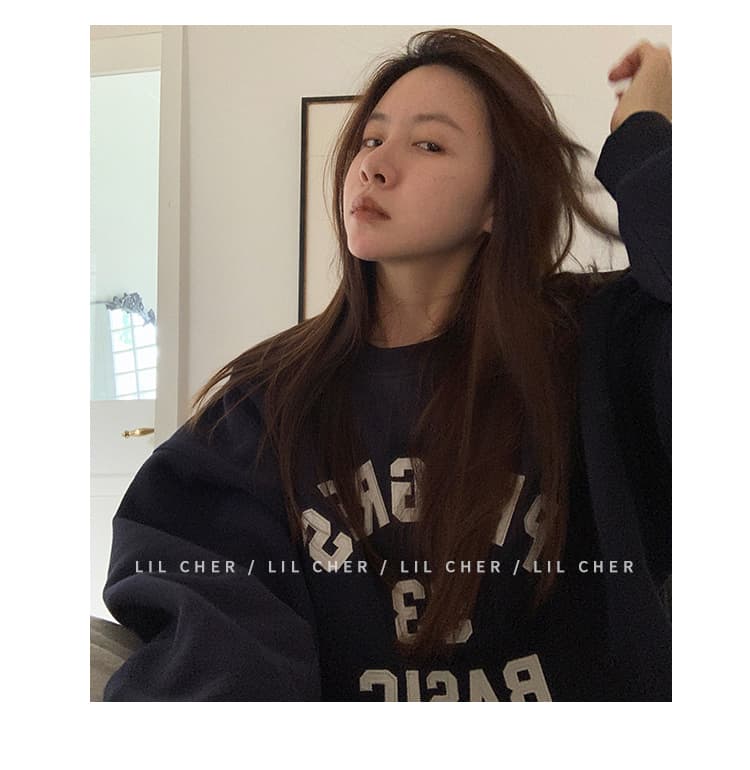 한국 스타일 하라주쿠 bf 털이 있고 두꺼운 풀오버 라운드 넥 후드티 여자 학생 소금 부서 루즈핏 맨위 가을 겨울철 재킷 상세 이미지 16