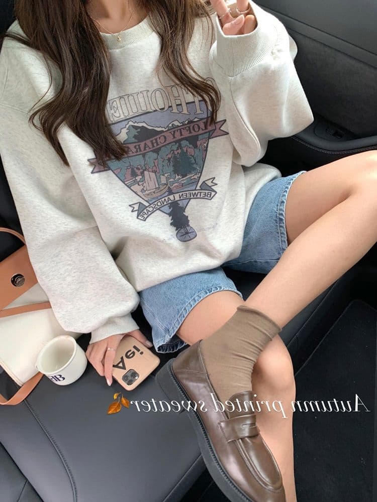 한국 스타일 하라주쿠 bf 털이 있고 두꺼운 풀오버 라운드 넥 후드티 여자 학생 소금 부서 루즈핏 맨위 가을 겨울철 재킷 상세 이미지 5