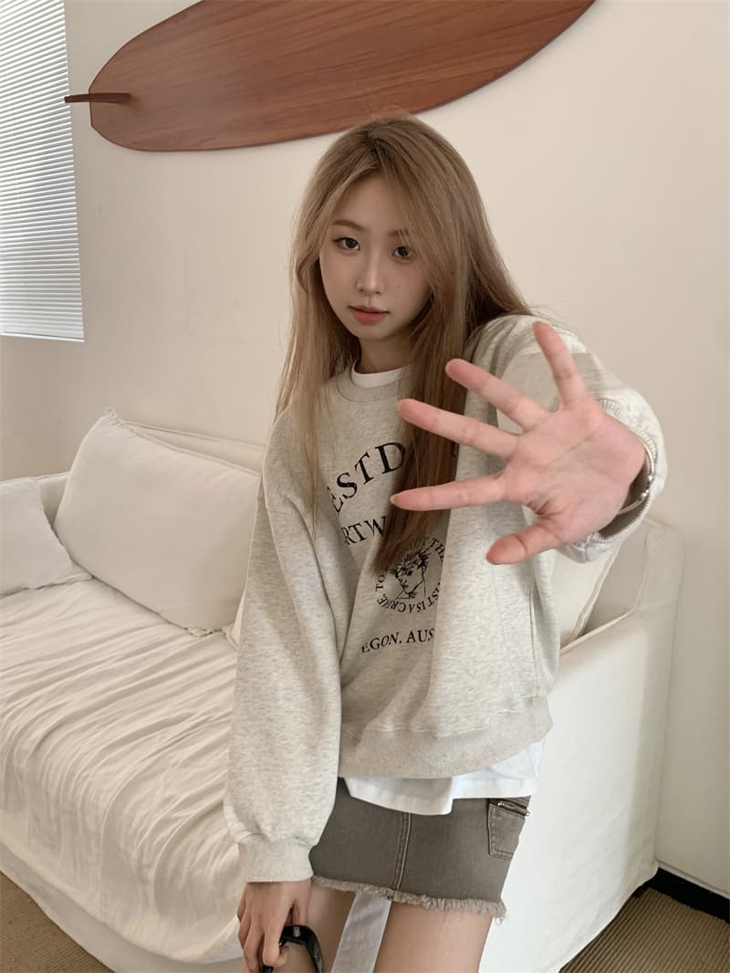 얇은 스타일 털이 있는 한국 스타일 하라주쿠 bf 풀오버 라운드 넥 후드티 여자 학생 소금 부서 루즈핏 맨위 가을 겨울철 재킷 상세 이미지 8
