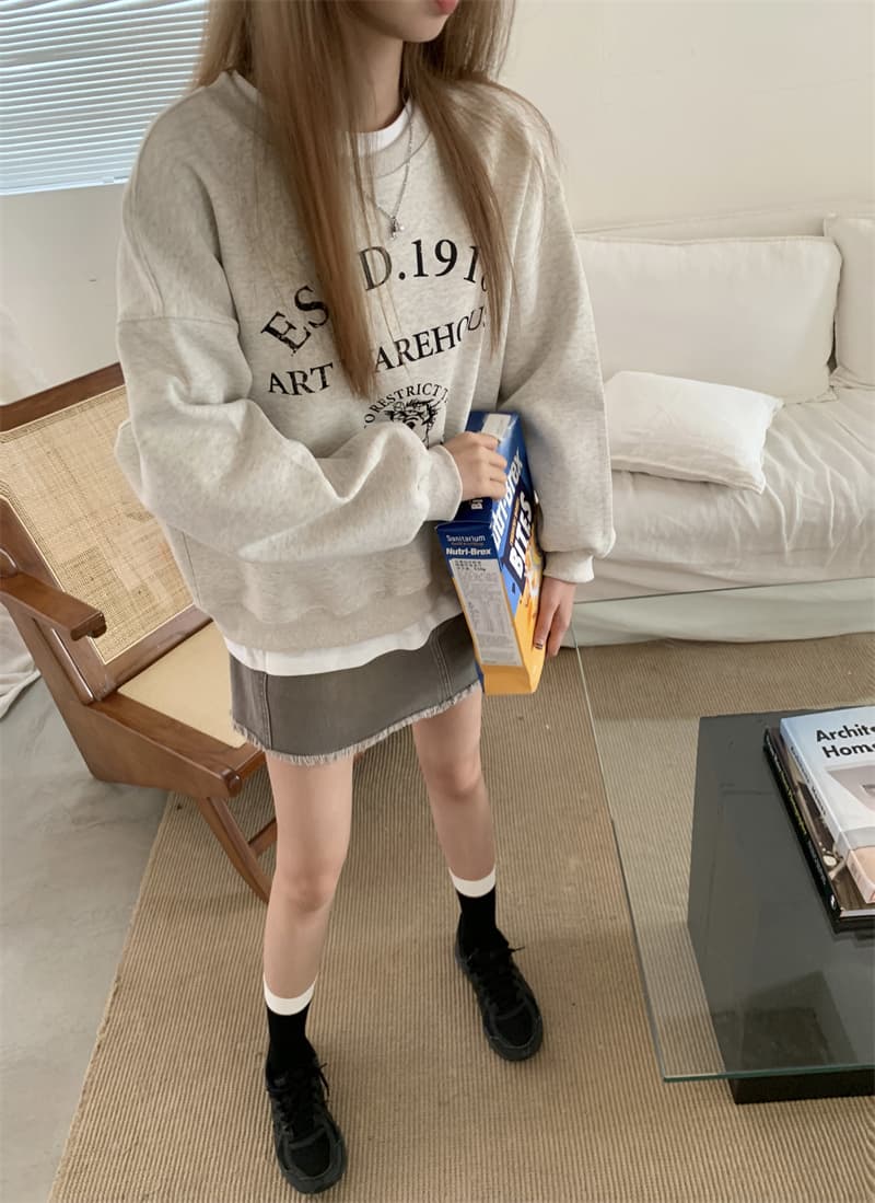 얇은 스타일 털이 있는 한국 스타일 하라주쿠 bf 풀오버 라운드 넥 후드티 여자 학생 소금 부서 루즈핏 맨위 가을 겨울철 재킷 상세 이미지 18