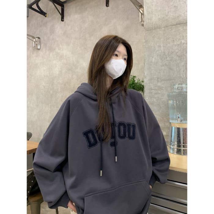 얇은 스타일 털이 있는 한국 스타일 하라주쿠 bf 풀오버 후드 티 스웨터 여자 학생 소금 부서 루즈핏 맨위 가을 겨울철 재킷 상세 이미지 5
