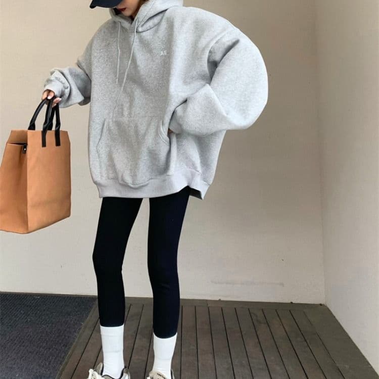 얇은 스타일 털이 있는 한국 스타일 하라주쿠 bf 풀오버 후드 티 스웨터 여자 학생 소금 부서 루즈핏 맨위 가을 겨울철 재킷 상세 이미지 18