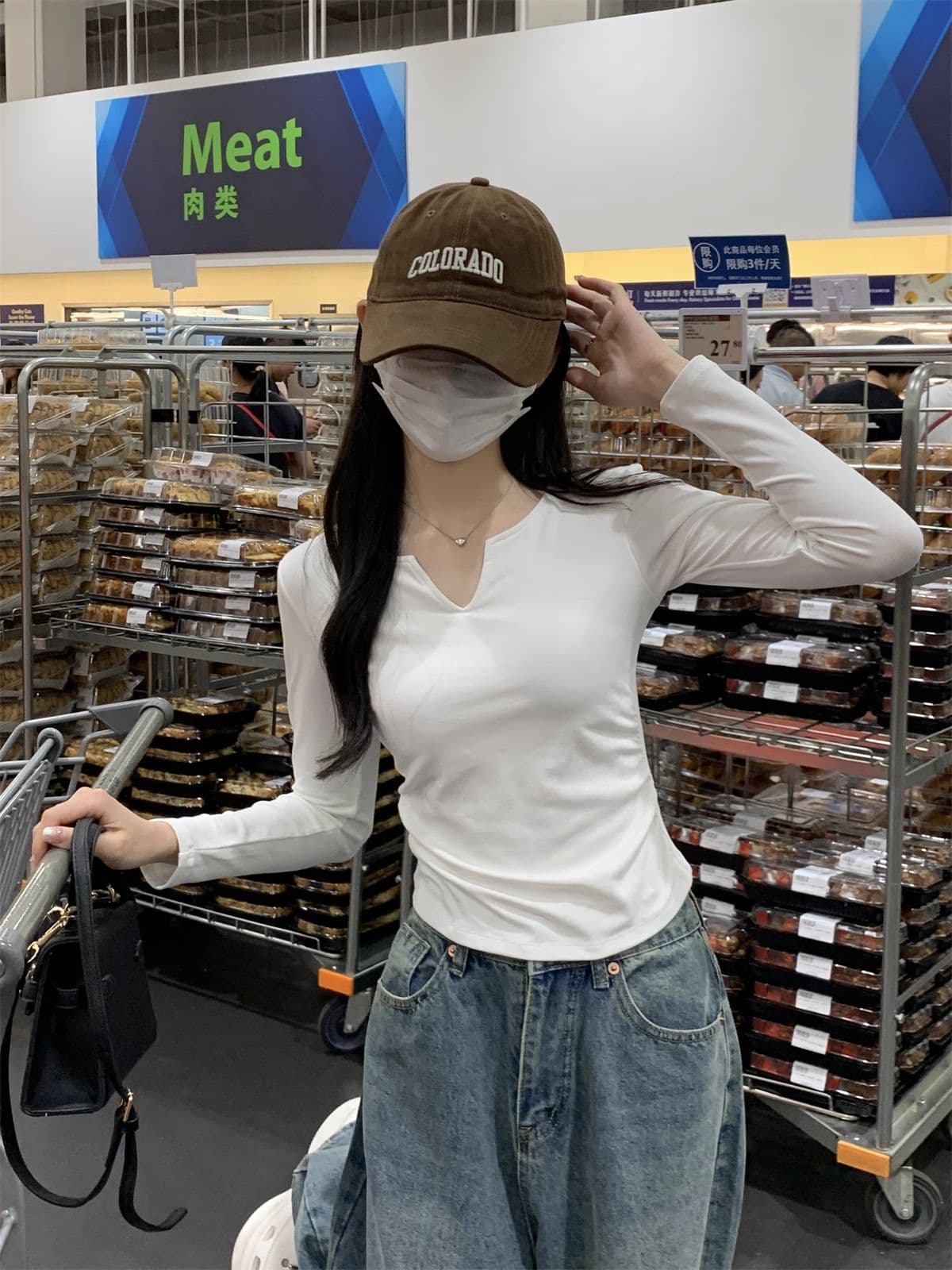 40 1 1 리브 면 펌프 Pleat 수신 벨트 가슴 패드 기본 셔츠 여성 긴 소매 티셔츠 인사이드 가져 가라. 가을 가을 겨울 맨위 상세 이미지 15