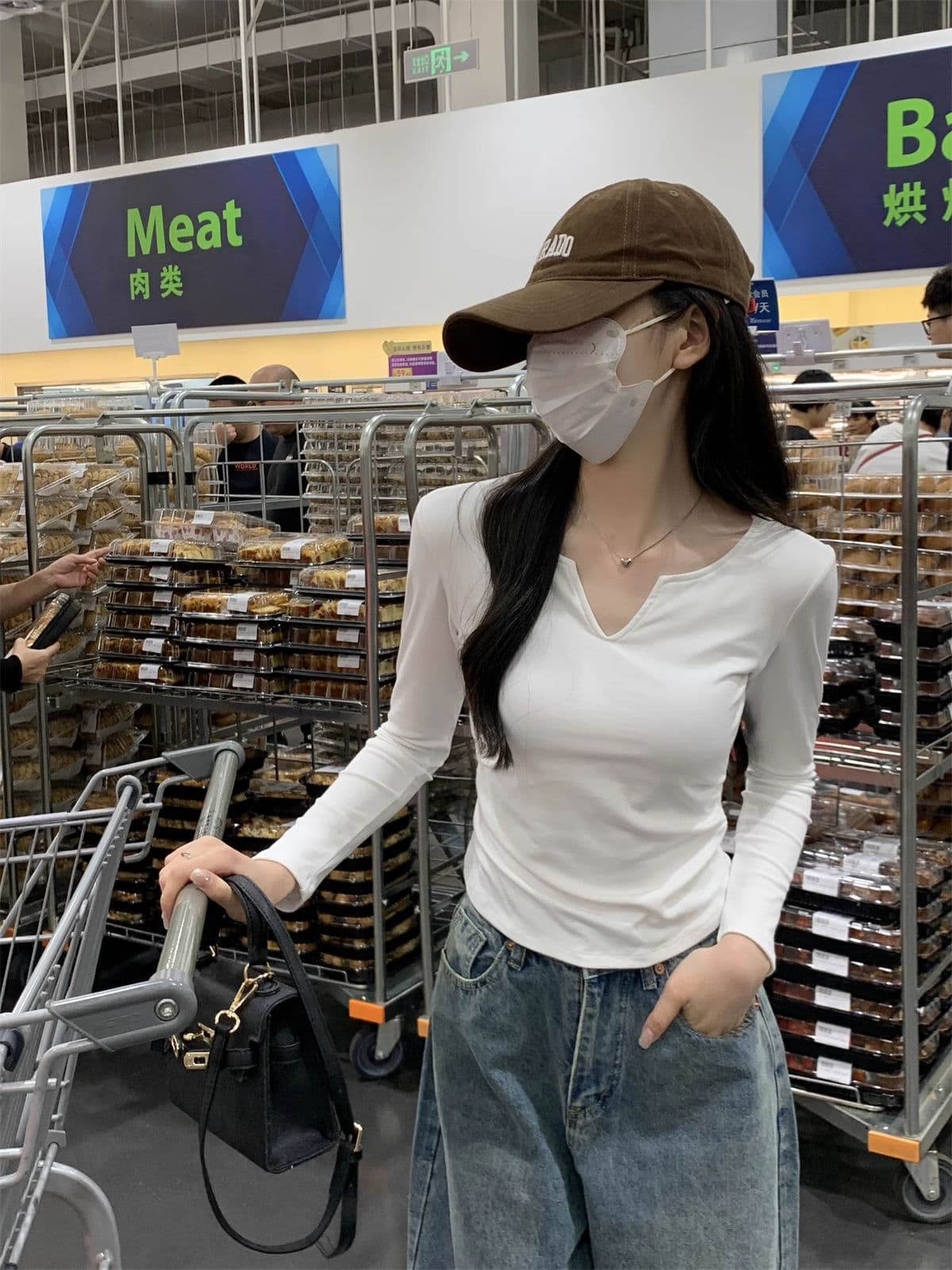 40 1 1 리브 면 펌프 Pleat 수신 벨트 가슴 패드 기본 셔츠 여성 긴 소매 티셔츠 인사이드 가져 가라. 가을 가을 겨울 맨위 상세 이미지 16