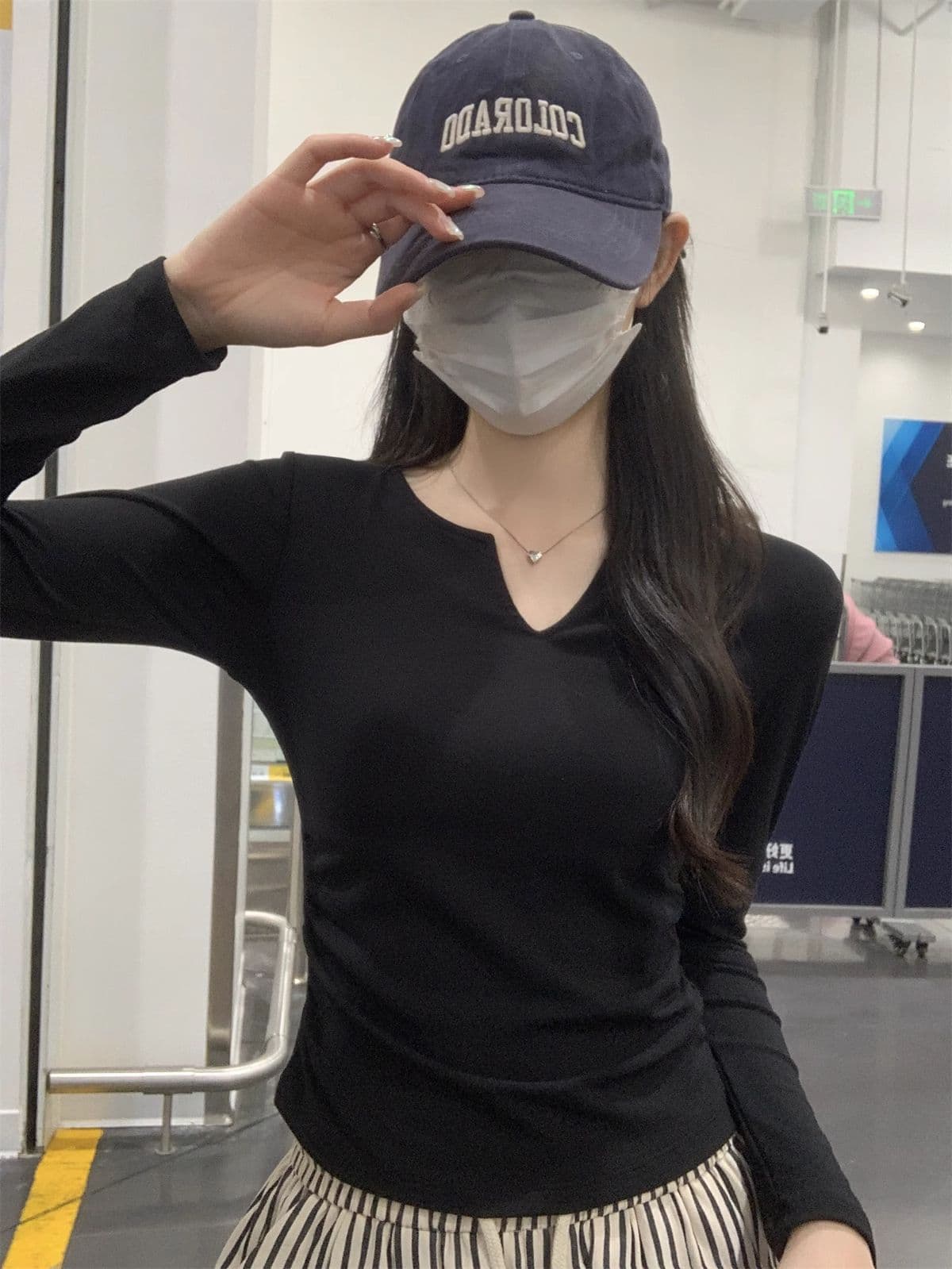 40 1 1 리브 면 펌프 Pleat 수신 벨트 가슴 패드 기본 셔츠 여성 긴 소매 티셔츠 인사이드 가져 가라. 가을 가을 겨울 맨위 상세 이미지 22