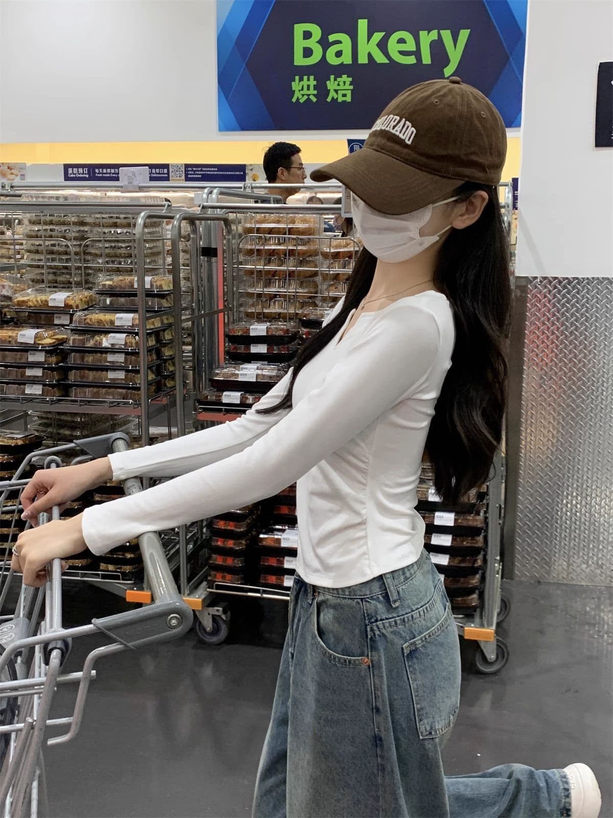 40 1 1 리브 면 펌프 Pleat 수신 벨트 가슴 패드 기본 셔츠 여성 긴 소매 티셔츠 인사이드 가져 가라. 가을 가을 겨울 맨위 상세 이미지 24