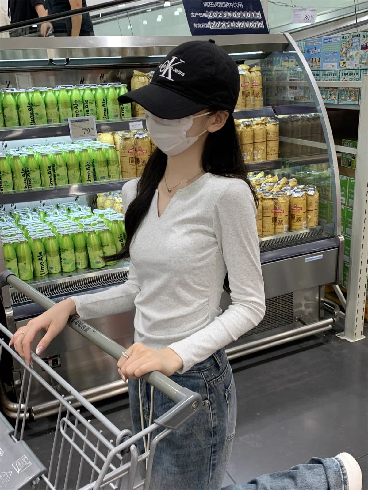 40 1 1 리브 면 펌프 Pleat 수신 벨트 가슴 패드 기본 셔츠 여성 긴 소매 티셔츠 인사이드 가져 가라. 가을 가을 겨울 맨위 상세 이미지 27