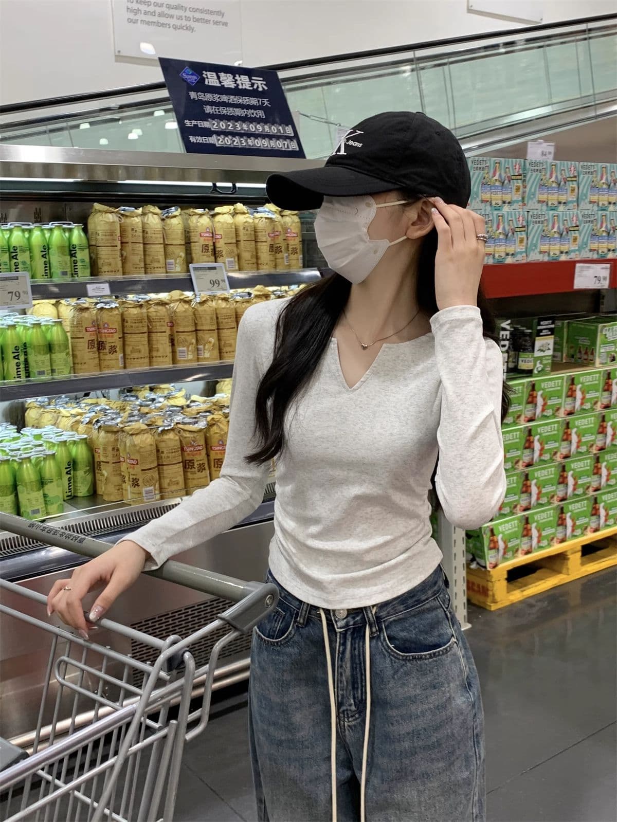 40 1 1 리브 면 펌프 Pleat 수신 벨트 가슴 패드 기본 셔츠 여성 긴 소매 티셔츠 인사이드 가져 가라. 가을 가을 겨울 맨위 상세 이미지 29