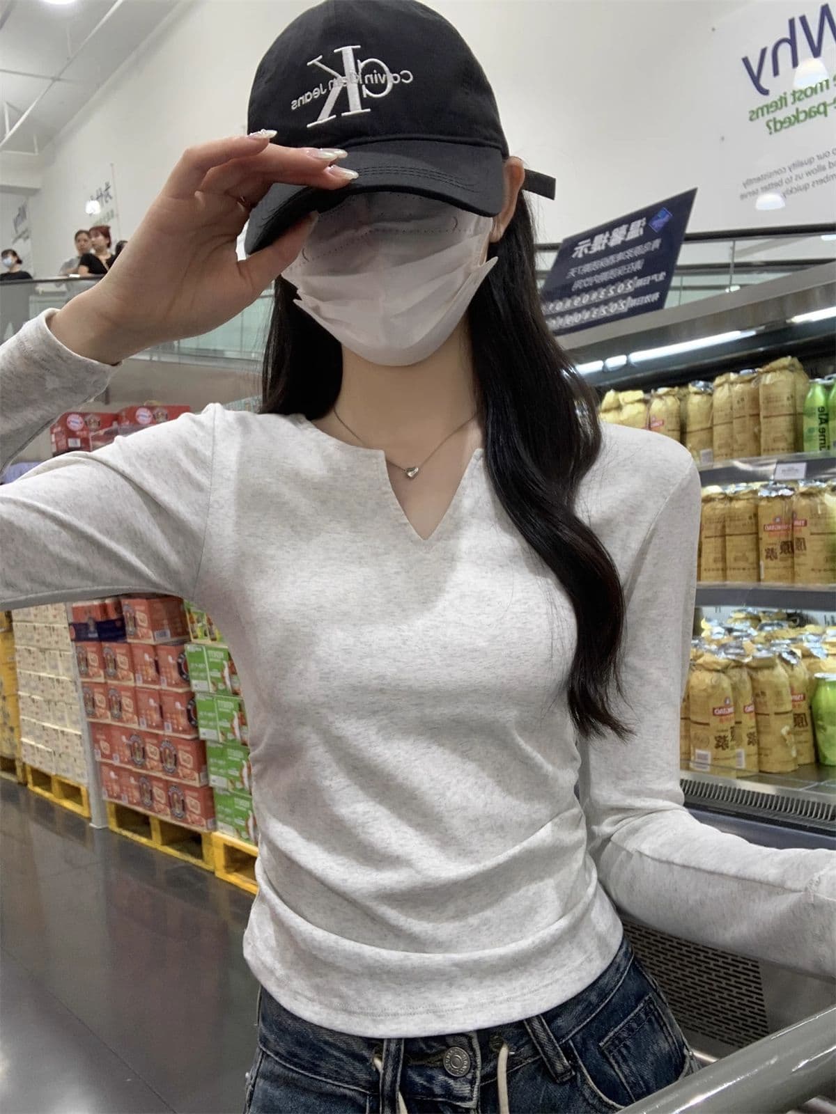 40 1 1 리브 면 펌프 Pleat 수신 벨트 가슴 패드 기본 셔츠 여성 긴 소매 티셔츠 인사이드 가져 가라. 가을 가을 겨울 맨위 상세 이미지 37