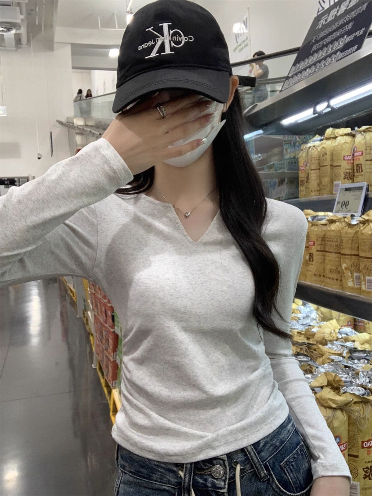 40 1 1 리브 면 펌프 Pleat 수신 벨트 가슴 패드 기본 셔츠 여성 긴 소매 티셔츠 인사이드 가져 가라. 가을 가을 겨울 맨위 상세 이미지 38