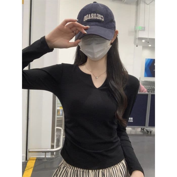 40 1 1 리브 면 펌프 Pleat 수신 벨트 가슴 패드 기본 셔츠 여성 긴 소매 티셔츠 인사이드 가져 가라. 가을 가을 겨울 맨위 상세 이미지 41