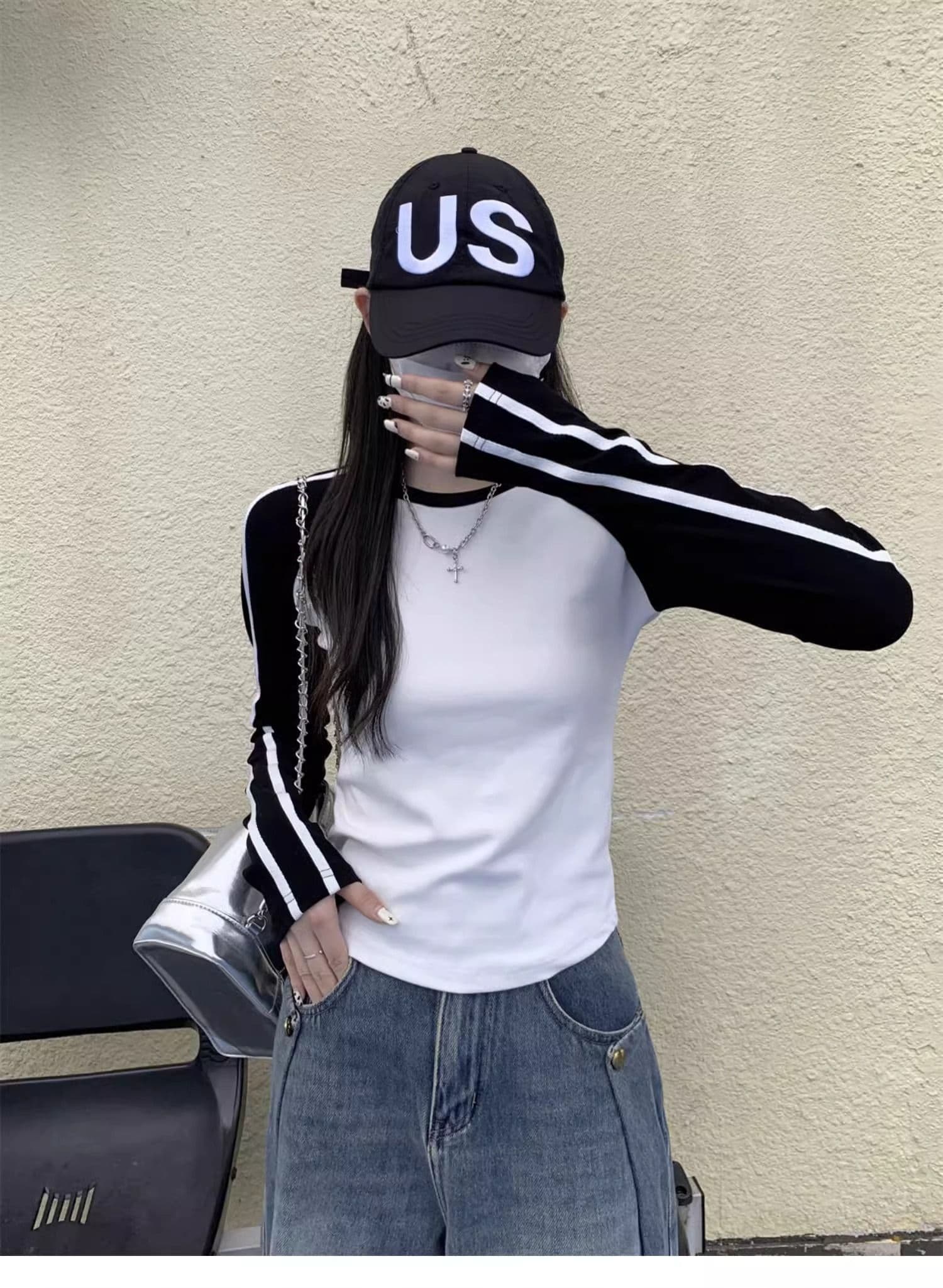 40 1 1 리브 면 레트로 삽입 어깨 티셔츠 여성 2026 가을 한국 스타일 핫걸 ins 긴팔 만나는 인사이드 가져 가라. 상세 이미지 7