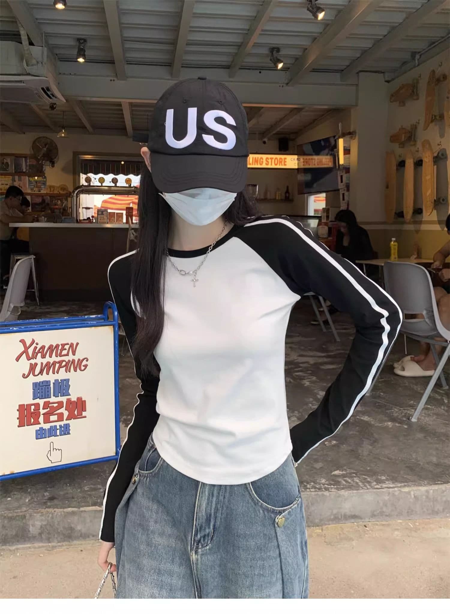 40 1 1 리브 면 레트로 삽입 어깨 티셔츠 여성 2026 가을 한국 스타일 핫걸 ins 긴팔 만나는 인사이드 가져 가라. 상세 이미지 9