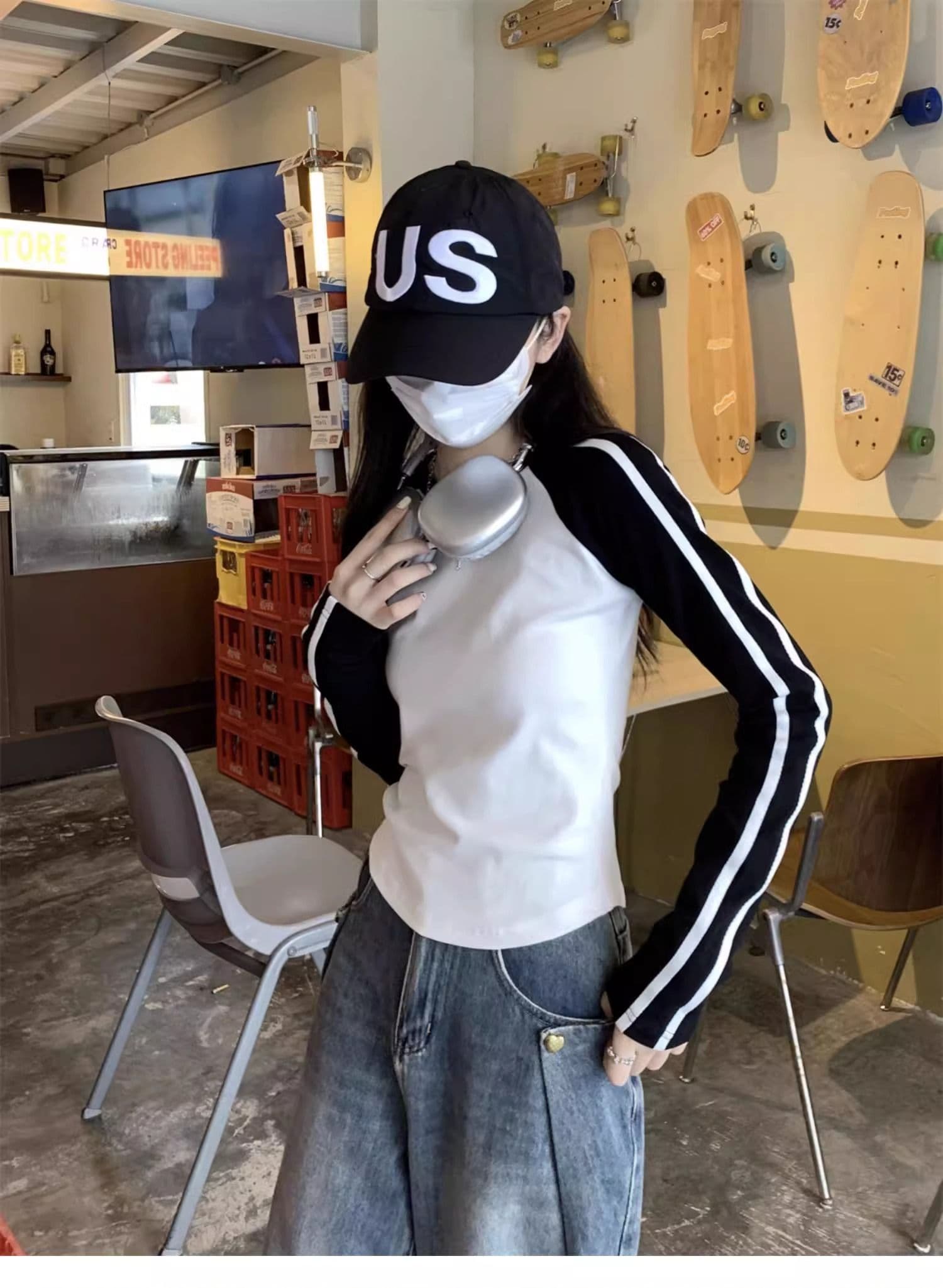 40 1 1 리브 면 레트로 삽입 어깨 티셔츠 여성 2026 가을 한국 스타일 핫걸 ins 긴팔 만나는 인사이드 가져 가라. 상세 이미지 14