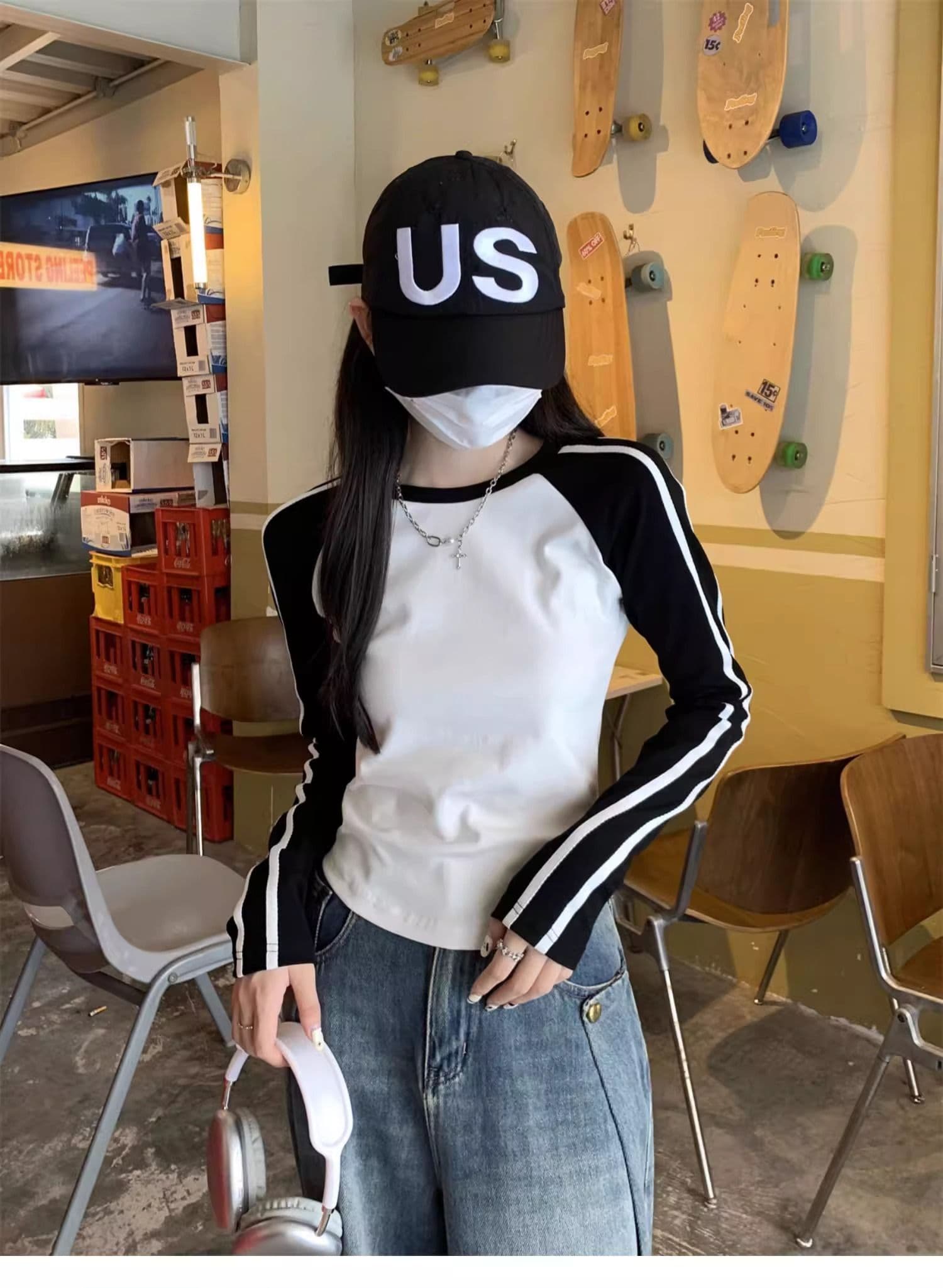 40 1 1 리브 면 레트로 삽입 어깨 티셔츠 여성 2026 가을 한국 스타일 핫걸 ins 긴팔 만나는 인사이드 가져 가라. 상세 이미지 15