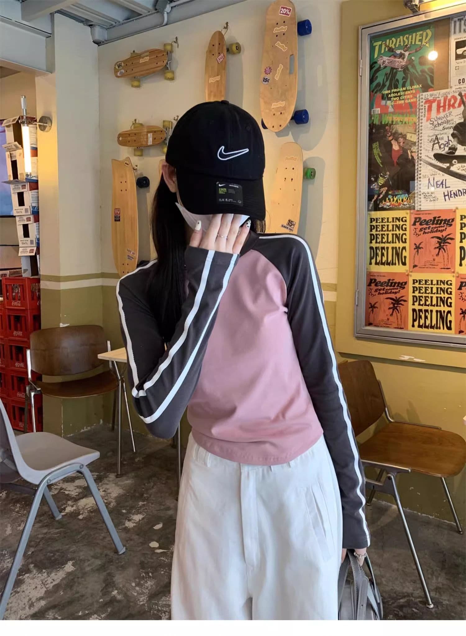 40 1 1 리브 면 레트로 삽입 어깨 티셔츠 여성 2026 가을 한국 스타일 핫걸 ins 긴팔 만나는 인사이드 가져 가라. 상세 이미지 20