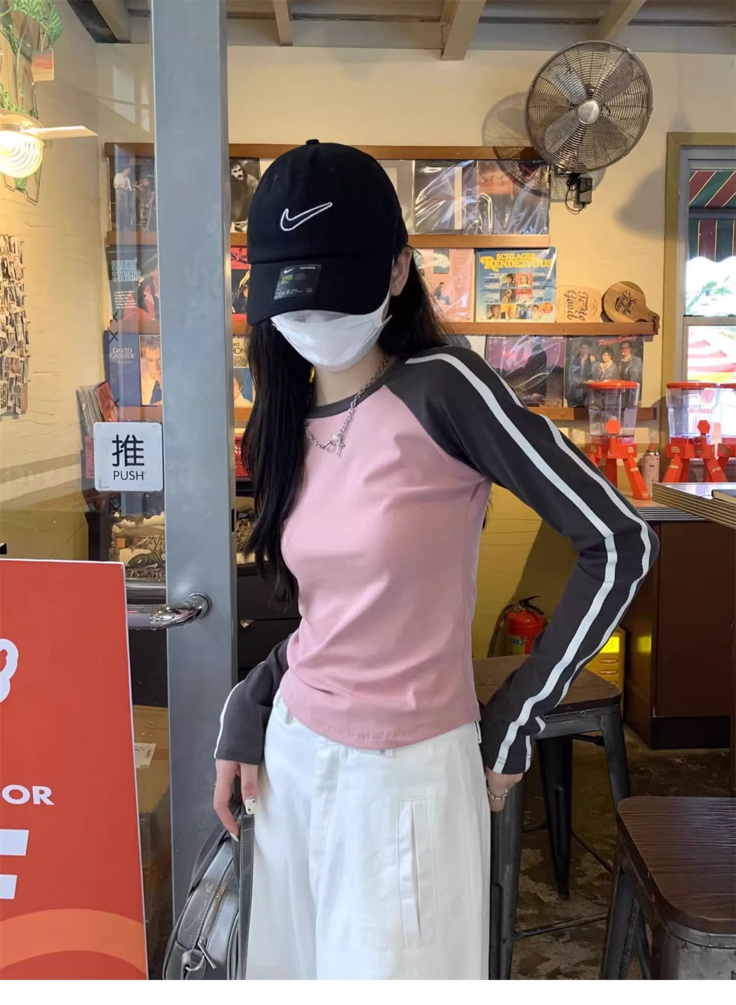 40 1 1 리브 면 레트로 삽입 어깨 티셔츠 여성 2026 가을 한국 스타일 핫걸 ins 긴팔 만나는 인사이드 가져 가라. 상세 이미지 21