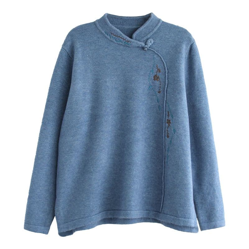 m-4xl De 플러시 털이 있고 두꺼운 문예 레트로 긴팔 티셔츠 여성 가을 겨울 코트 외출용 맨위 자수 기본 셔츠 상세 이미지 20