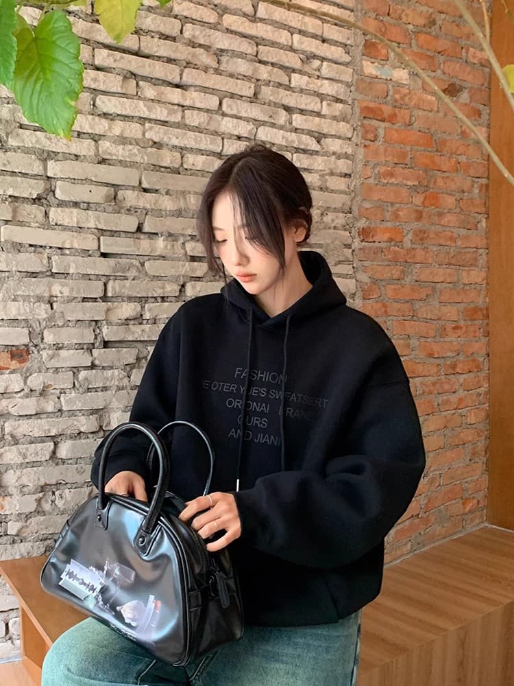 얇은 스타일 털이 있는 한국 스타일 하라주쿠 bf 풀오버 후드 티 스웨터 여자 학생 소금 부서 루즈핏 맨위 가을 겨울철 재킷 이미지 2