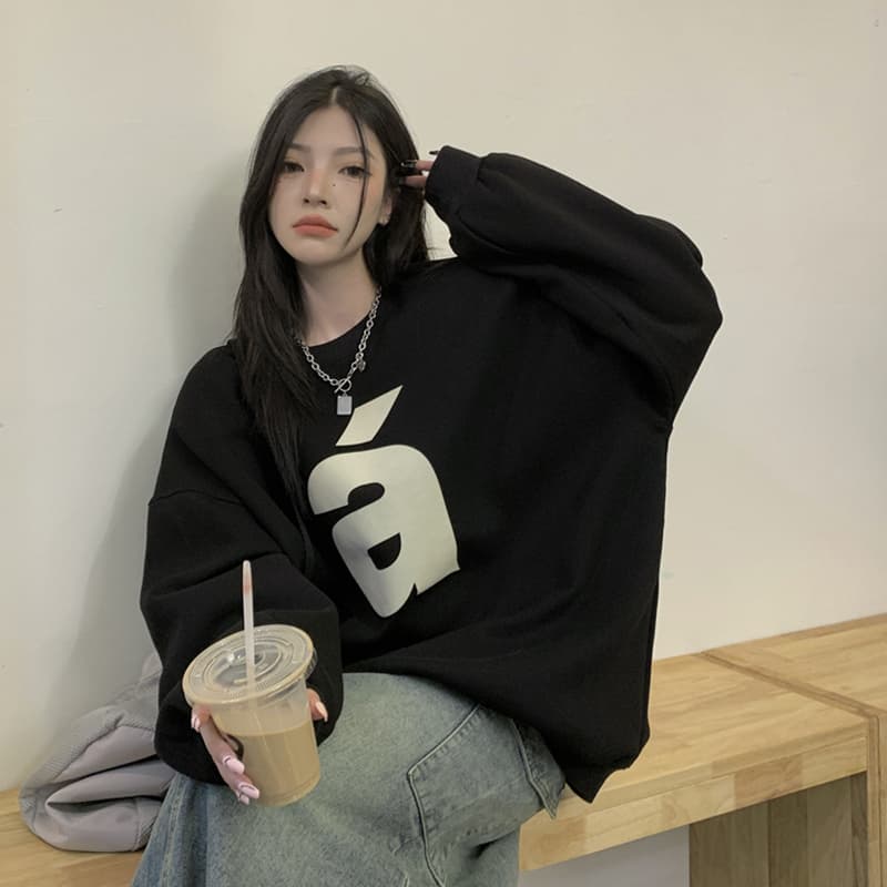 얇은 스타일 털이 있는 한국 스타일 하라주쿠 bf 풀오버 라운드 넥 후드티 여자 학생 소금 부서 루즈핏 맨위 가을 겨울철 재킷 상세 이미지 10