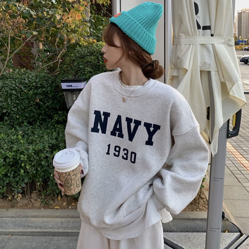 얇은 스타일 털이 있는 한국 스타일 하라주쿠 bf 풀오버 라운드 넥 후드티 여자 학생 소금 부서 루즈핏 맨위 가을 겨울철 재킷