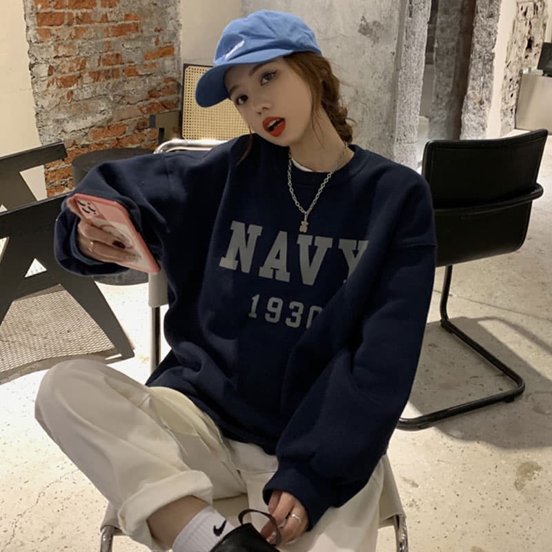 얇은 스타일 털이 있는 한국 스타일 하라주쿠 bf 풀오버 라운드 넥 후드티 여자 학생 소금 부서 루즈핏 맨위 가을 겨울철 재킷 이미지 2