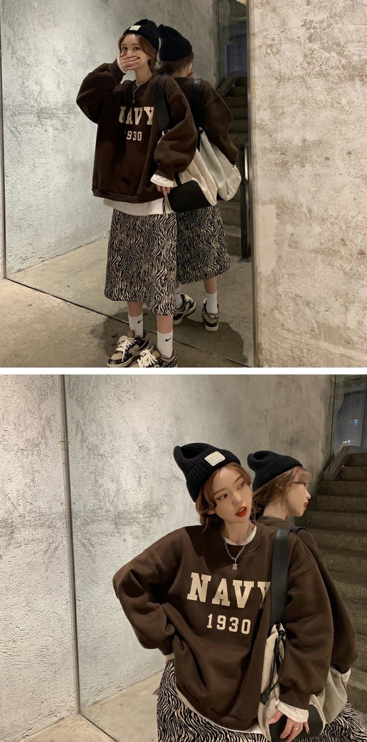 얇은 스타일 털이 있는 한국 스타일 하라주쿠 bf 풀오버 라운드 넥 후드티 여자 학생 소금 부서 루즈핏 맨위 가을 겨울철 재킷 상세 이미지 13