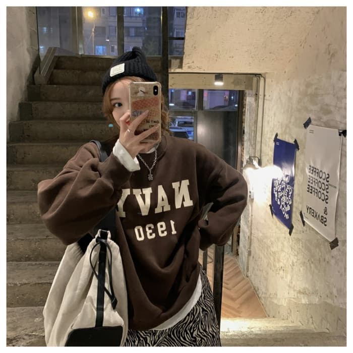 얇은 스타일 털이 있는 한국 스타일 하라주쿠 bf 풀오버 라운드 넥 후드티 여자 학생 소금 부서 루즈핏 맨위 가을 겨울철 재킷 상세 이미지 24