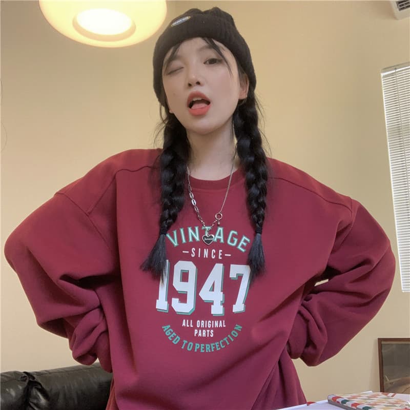 얇은 스타일 털이 있는 한국 스타일 하라주쿠 bf 풀오버 라운드 넥 후드티 여자 학생 소금 부서 루즈핏 맨위 가을 겨울철 재킷 상세 이미지 10