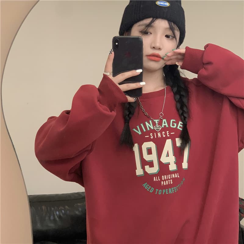 얇은 스타일 털이 있는 한국 스타일 하라주쿠 bf 풀오버 라운드 넥 후드티 여자 학생 소금 부서 루즈핏 맨위 가을 겨울철 재킷 상세 이미지 11