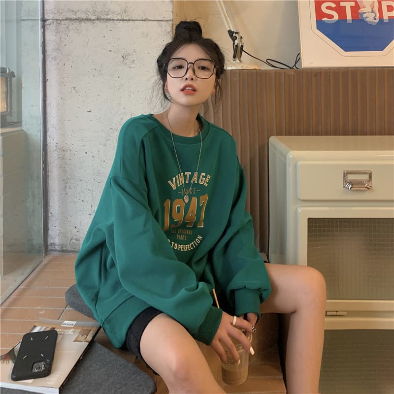 얇은 스타일 털이 있는 한국 스타일 하라주쿠 bf 풀오버 라운드 넥 후드티 여자 학생 소금 부서 루즈핏 맨위 가을 겨울철 재킷 상세 이미지 17