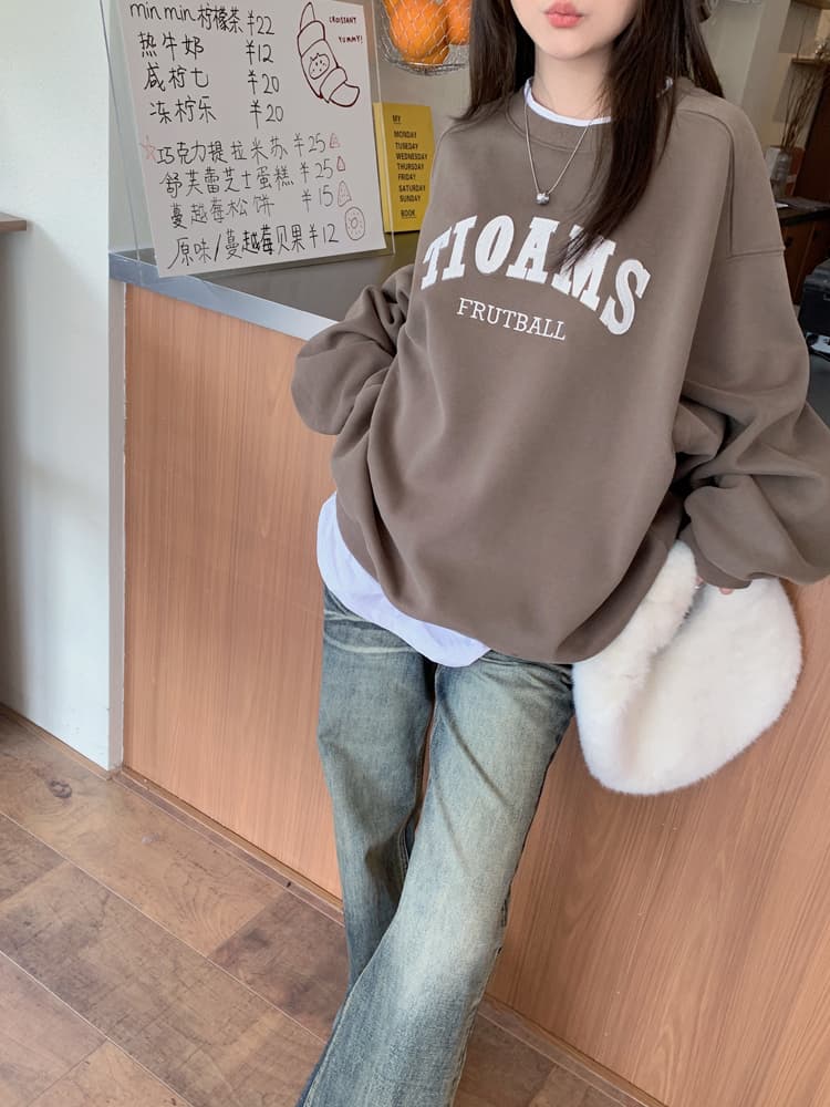 얇은 스타일 털이 있는 한국 스타일 하라주쿠 bf 풀오버 라운드 넥 후드티 여자 학생 소금 부서 루즈핏 맨위 가을 겨울철 재킷 상세 이미지 15