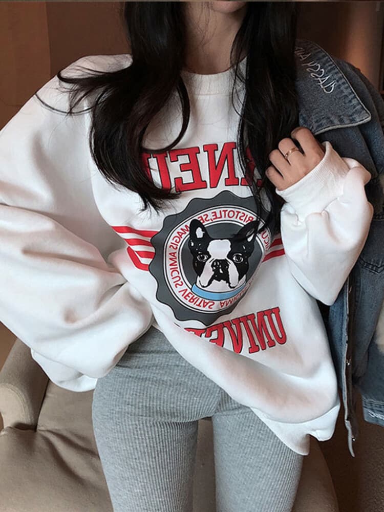 얇은 스타일 털이 있는 한국 스타일 하라주쿠 bf 풀오버 라운드 넥 후드티 여자 학생 소금 부서 루즈핏 맨위 가을 겨울철 재킷 이미지 4