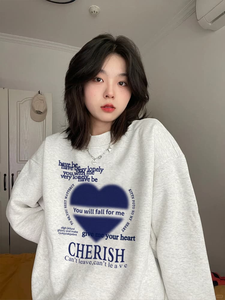 얇은 스타일 털이 있는 한국 스타일 하라주쿠 bf 풀오버 라운드 넥 후드티 여자 학생 소금 부서 루즈핏 맨위 가을 겨울철 재킷 상세 이미지 2