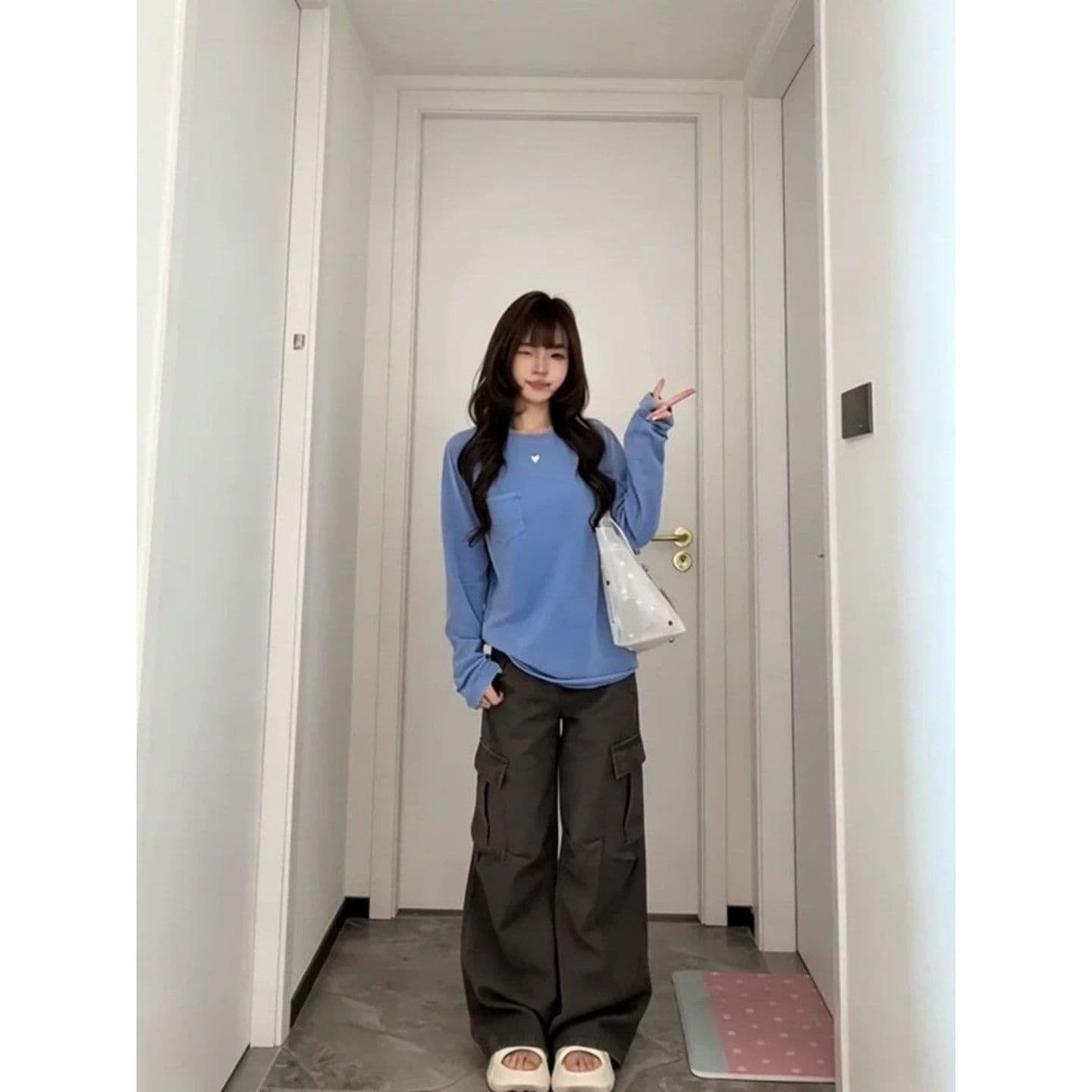 경관 그림 40 순면 리브 210 그램 1 1+ 홀치기 염색 이후 패키지 칼라 가을 겨울 새로운 루즈핏 티셔츠 상세 이미지 13