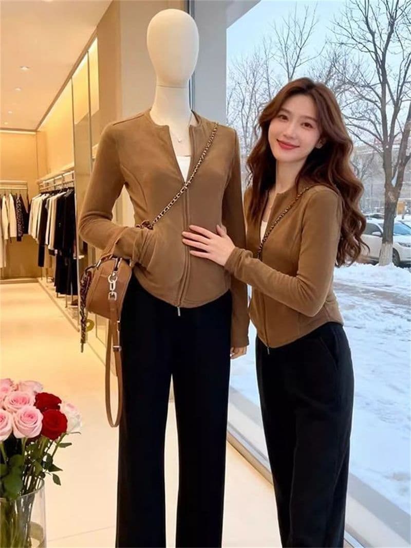 리브 De 플러시 270 그램 1 1 고급 센스 카디건 코트 몸매 가꾸기 슬림해 보이는 더블 지퍼 맨위 상세 이미지 3