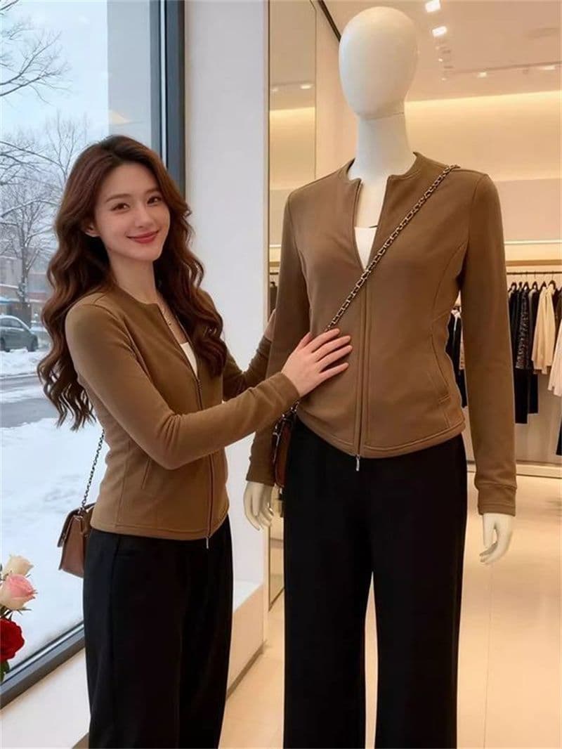 리브 De 플러시 270 그램 1 1 고급 센스 카디건 코트 몸매 가꾸기 슬림해 보이는 더블 지퍼 맨위 상세 이미지 6