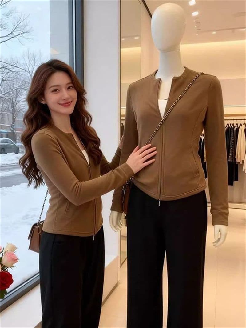 리브 De 플러시 270 그램 1 1 고급 센스 카디건 코트 몸매 가꾸기 슬림해 보이는 더블 지퍼 맨위 상세 이미지 9