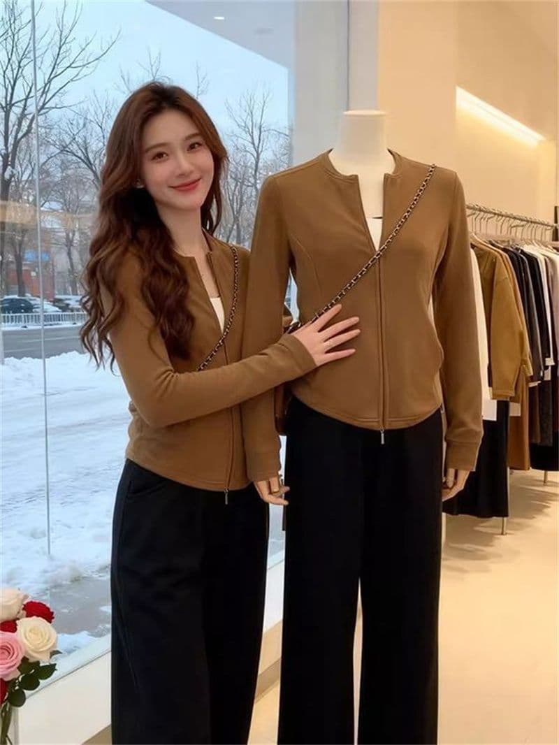 리브 De 플러시 270 그램 1 1 고급 센스 카디건 코트 몸매 가꾸기 슬림해 보이는 더블 지퍼 맨위 상세 이미지 12