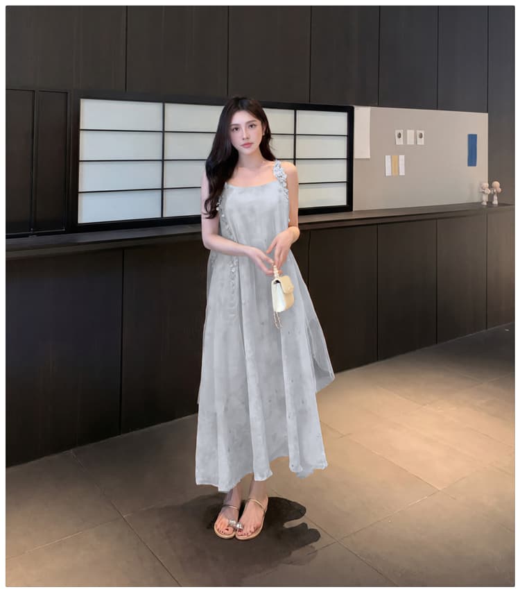 실사 프랑스식 슈퍼 요정 슬립 드레스 여름 고급 센스 슬림해 보이는 삼아 해변가 휴가 바람 해변 롱 스커트 상세 이미지 18