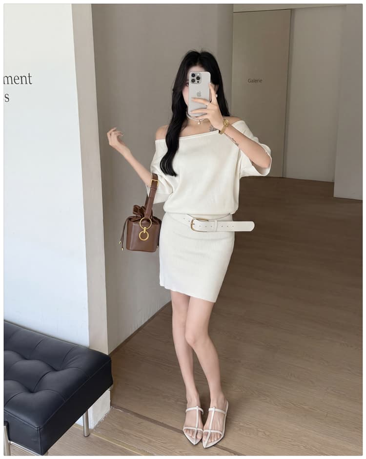 한 부서 드레스 작은 검은 드레스 여름 치마 타이트 스커트 작은 키 품격 섹시함 허리 수축 오프숄더 상세 이미지 14