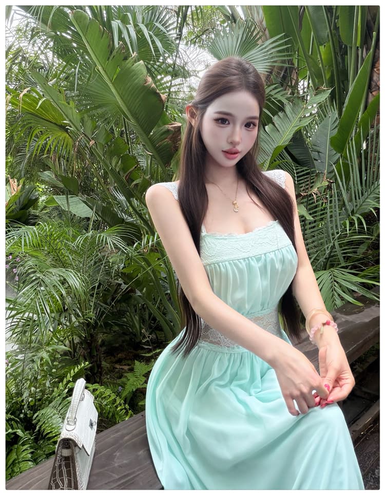 생일 고급 센스 프랑스식 백리스 예복 해변가 휴가 롱 스커트 섹시함 레이스 슬립 드레스 상세 이미지 14