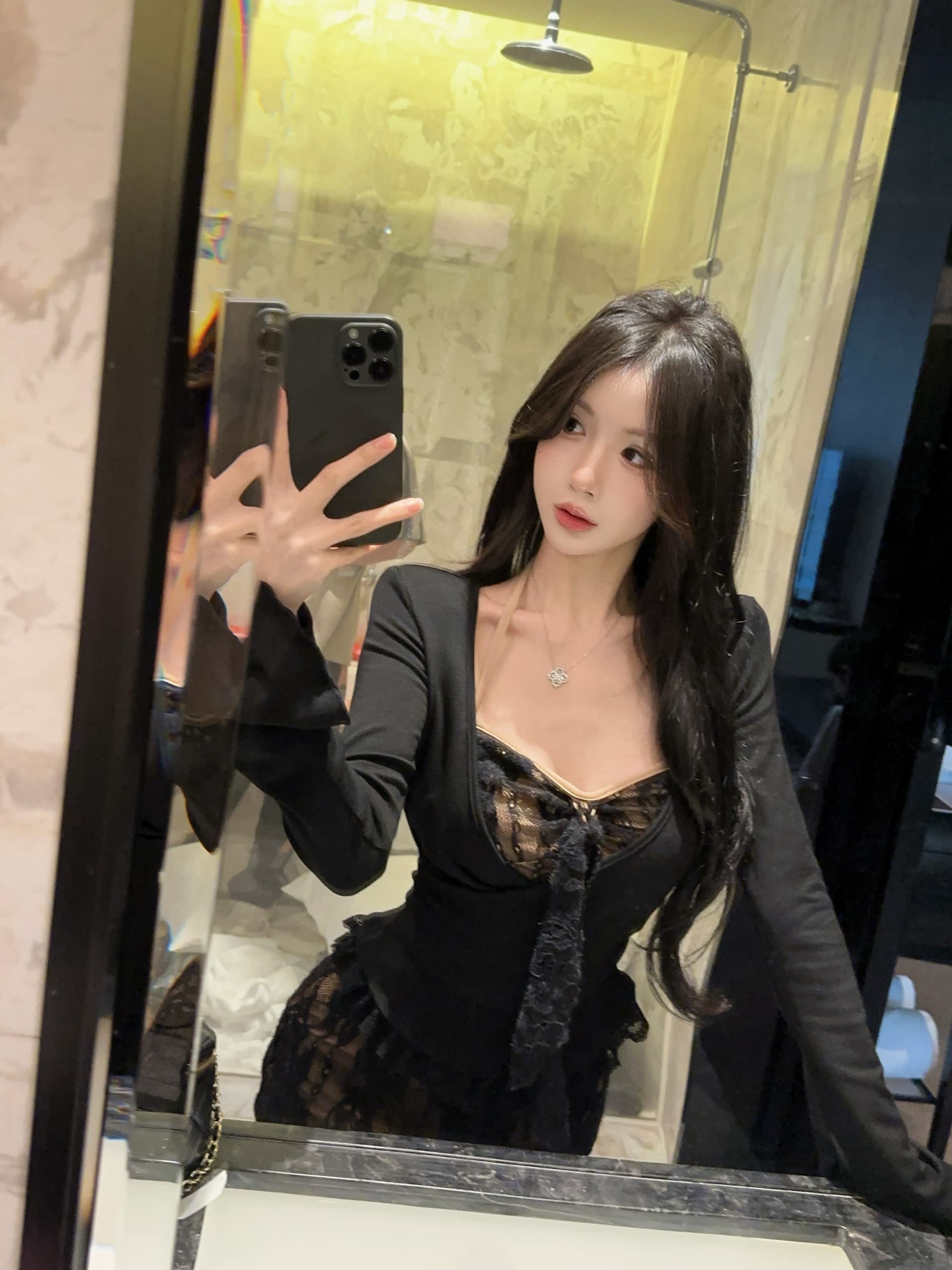 실사 정가 순수한 욕망 니트 레이스 무늬 여성 드레스 가을 겨울 섹시함 타이트 스커트 이미지 2